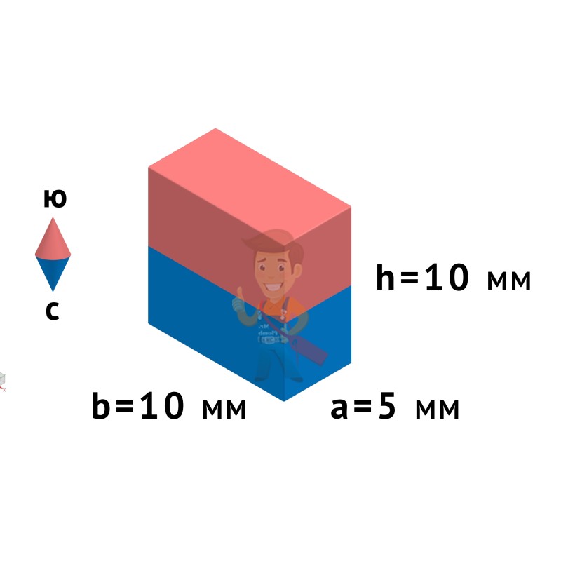 Неодимовый магнит прямоугольник 10х5х10 мм N52 - фото 3