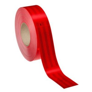 Пленка световозвращающая микропризматическая красная, размер рулона 55 мм х 50 м