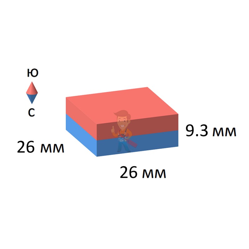 Ферритовый магнит прямоугольник 26х26х9.3 мм - фото 6