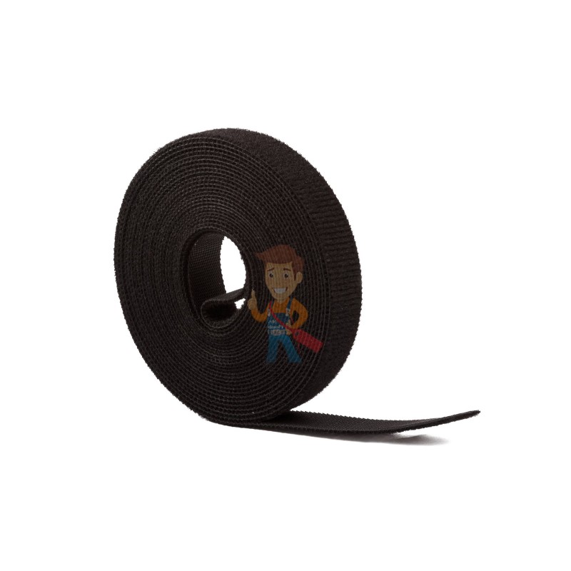 Многоразовая нейлоновая лента-липучка Forceberg Home & DIY 16 мм для стяжки и подвязки, черная, 5 м